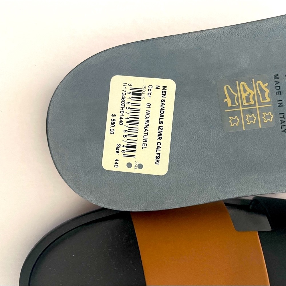 Hermes Black and Brown Leather Sandals Izmir - Picture 5 of 9
